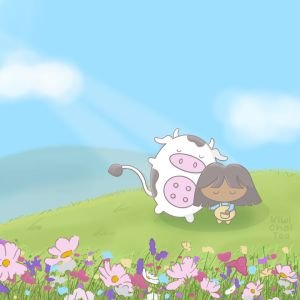 Cow and Girl